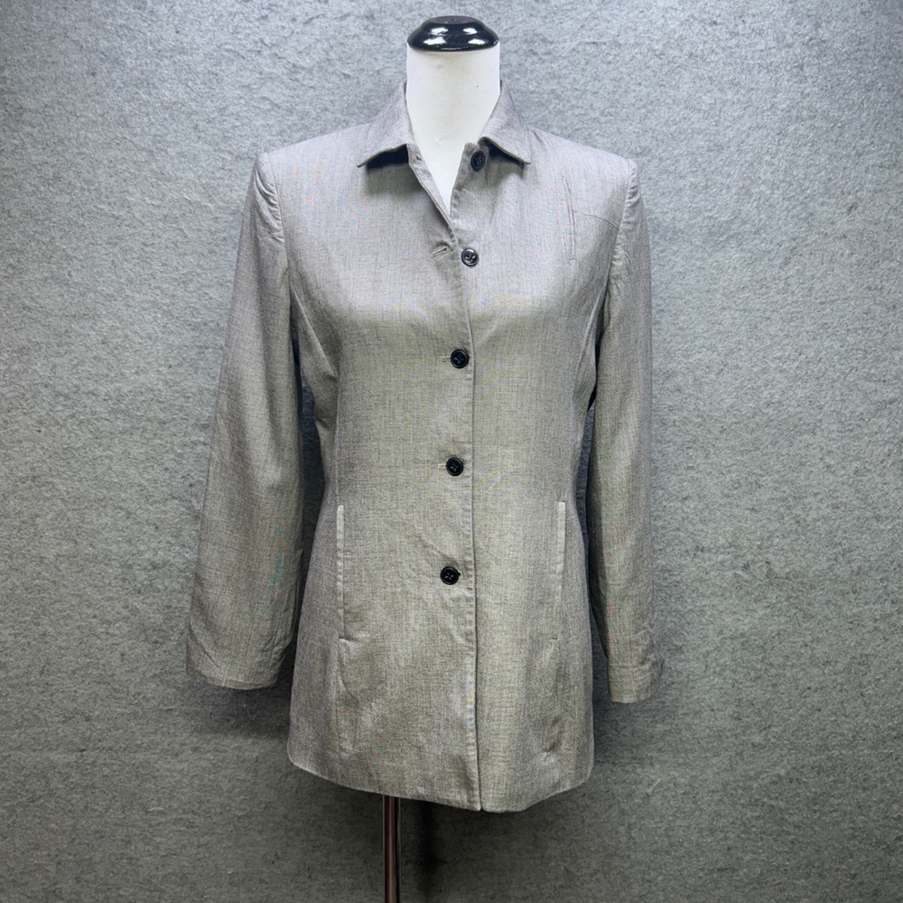 Larry Levine Suits Blazer Women 8 Gray Excellent Wool Blend 90s Minimalist Coat